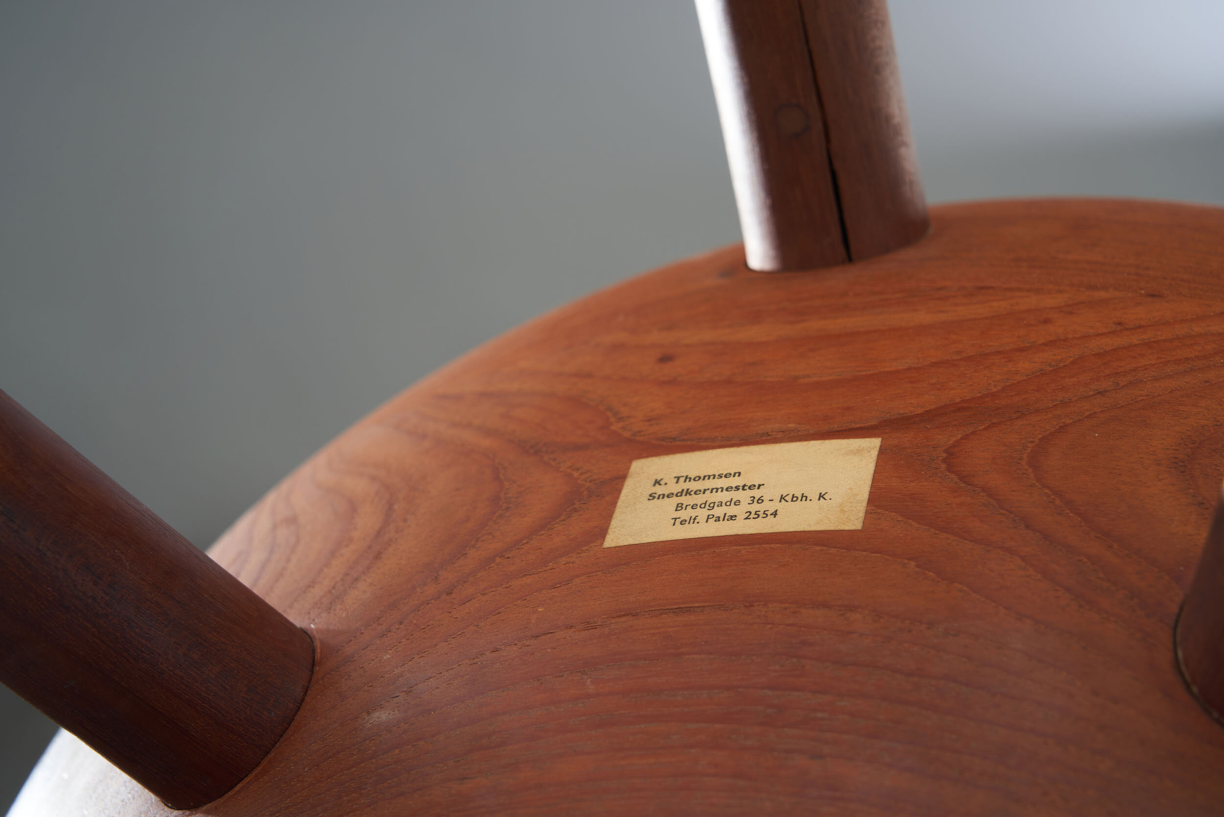 Mogens Lassen Stool in Solid Teak Mounted on Three Tapering Legs